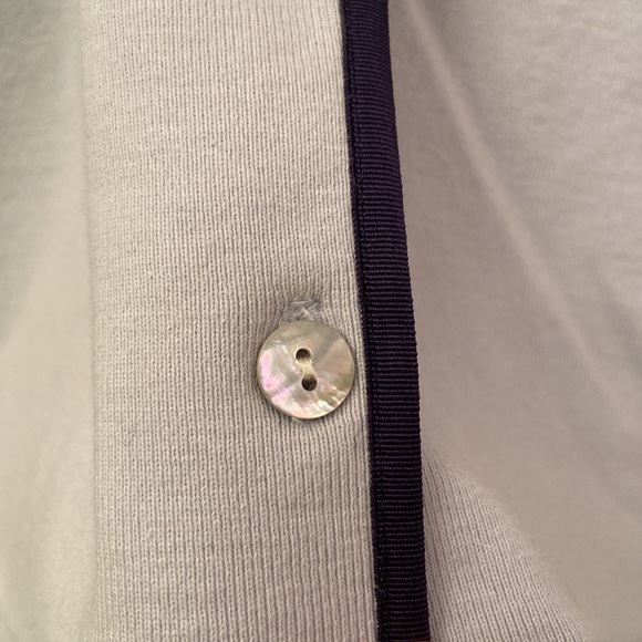 LL Bean Cardigan Sweater Pale Blue Lightweight Navy Trim Cotton Buttons WM SZ M - Picture 6 of 13